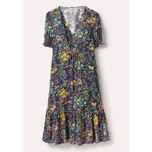 Boden V Neck Floral Midi Tea Dress